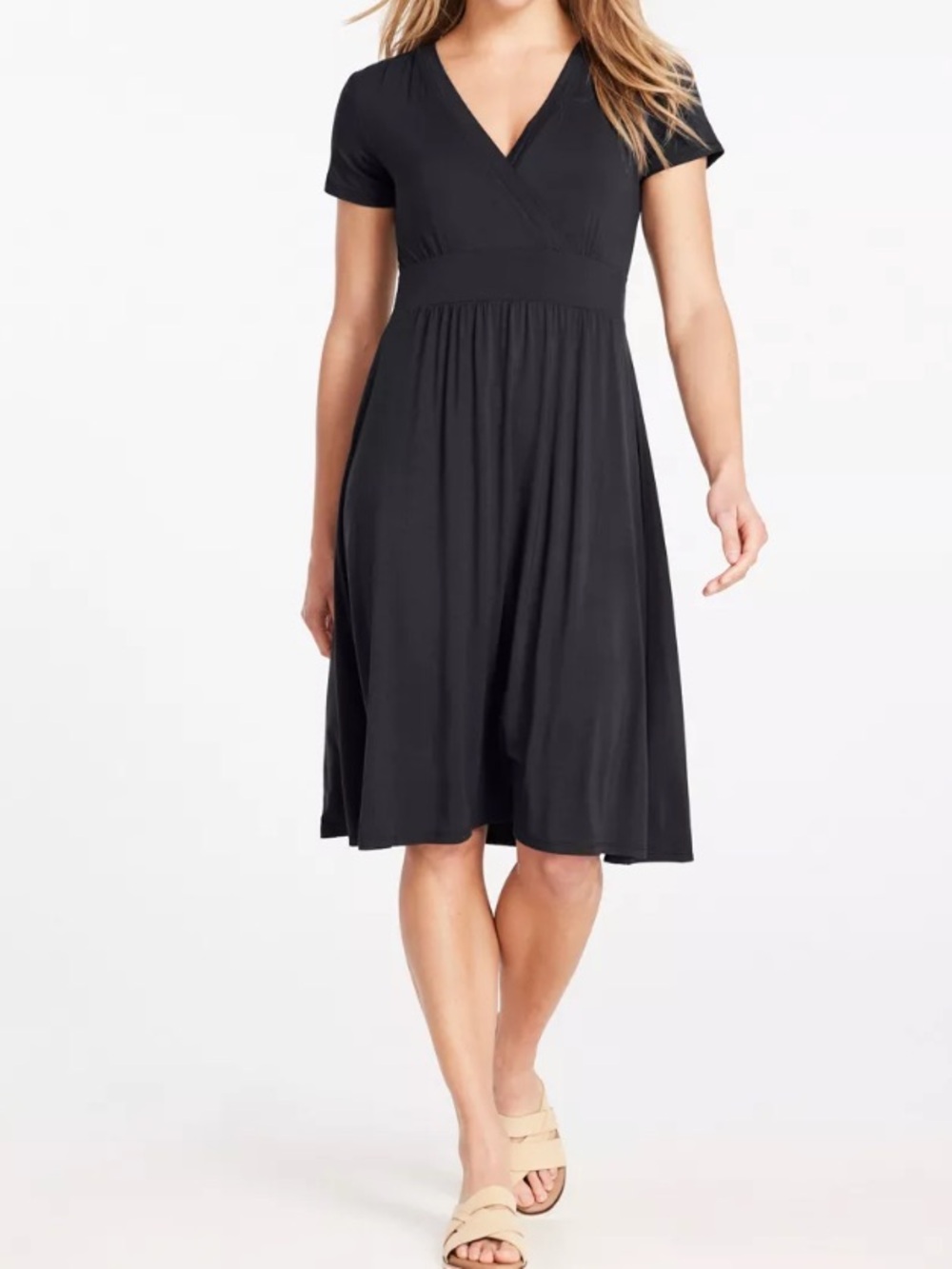 L.L. BEAN Size Large Black Knit Midi Dress